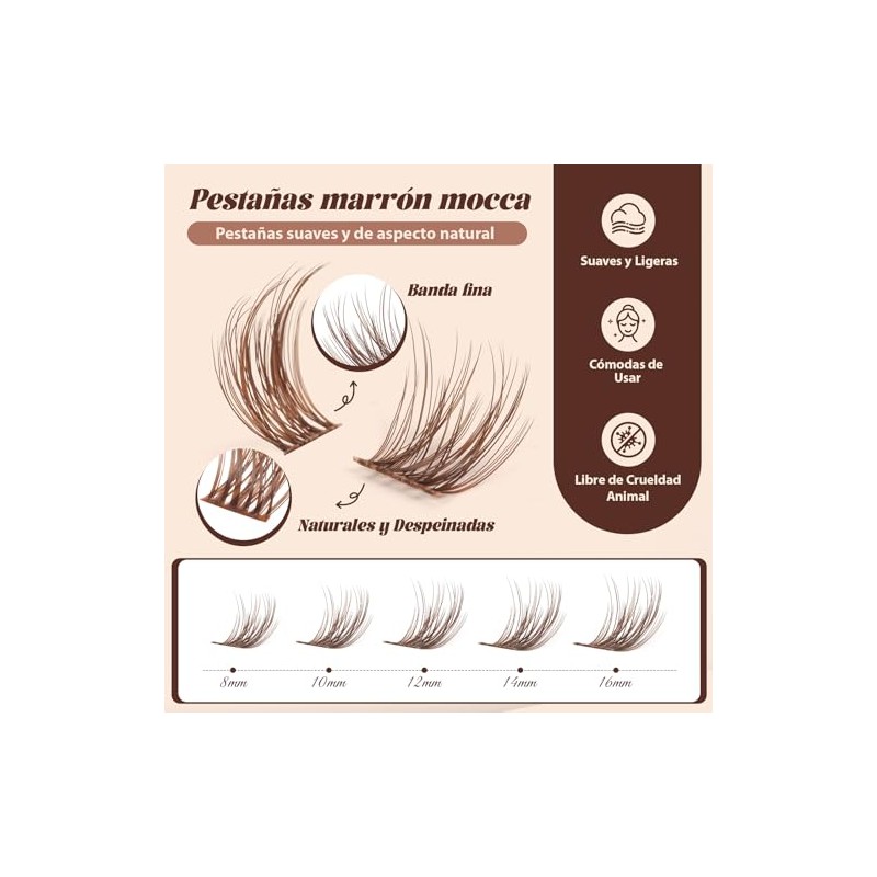 B&Q Pestañas Postizas Kit Completo Marrones Mochalash 01 Extensiones de