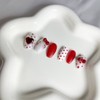 Magnetic Red Cat Nail Tips - Coffin Egg / 자석