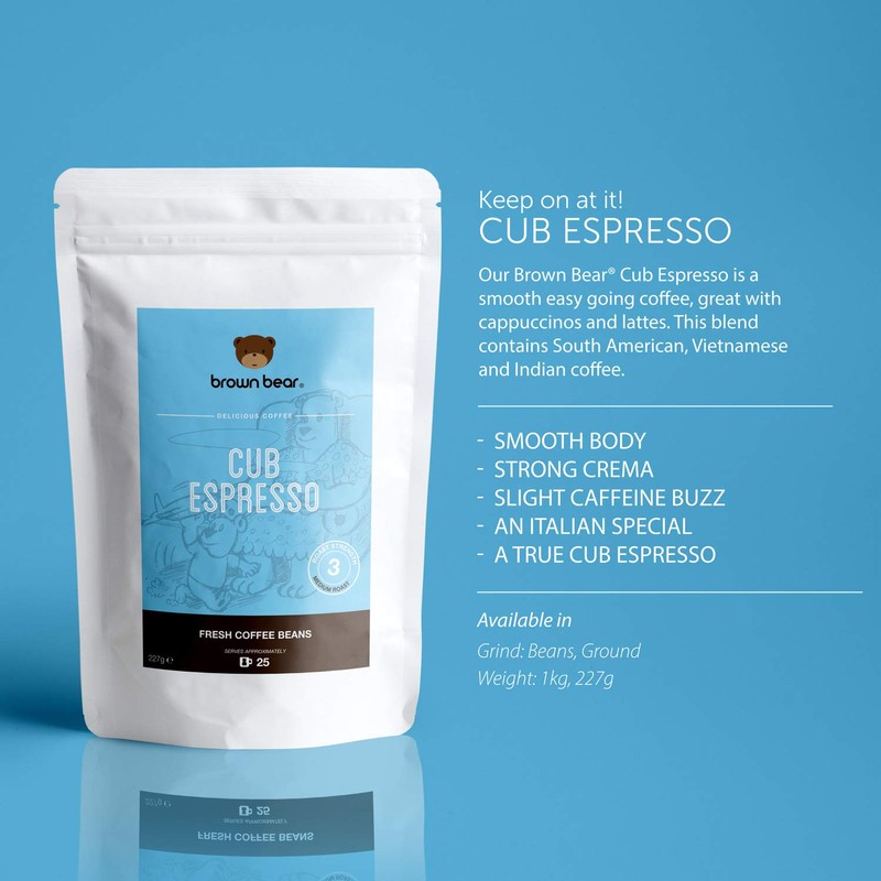 Medium Dark Roast Strong Espresso Coffee Beans 227g - Brown