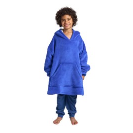 OHS Hoodie Blanket Boys Teenagers Kids Hooded Blanket Super Soft Warm Sherpa Fleece Throw Wearable Blankets Oversized Hoodie Big Jumper Gifts for Kids Girls Boys, Blue - One Size