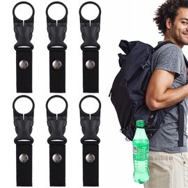 oruola Pack of 6 Bottle Holder Belt, Water Bottle Buckle, Bottle Holder Clips, Nylon Drink Holder Belt for Camping, Hiking, Fishing, Water Bottle Holder, Water Bottle Holder, Black