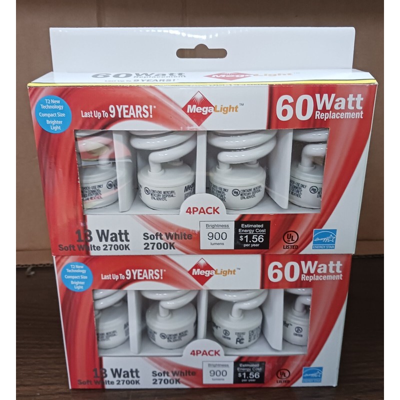 Megalight 13w T2 Soft White Light Bulbs - 60w Equivalent
