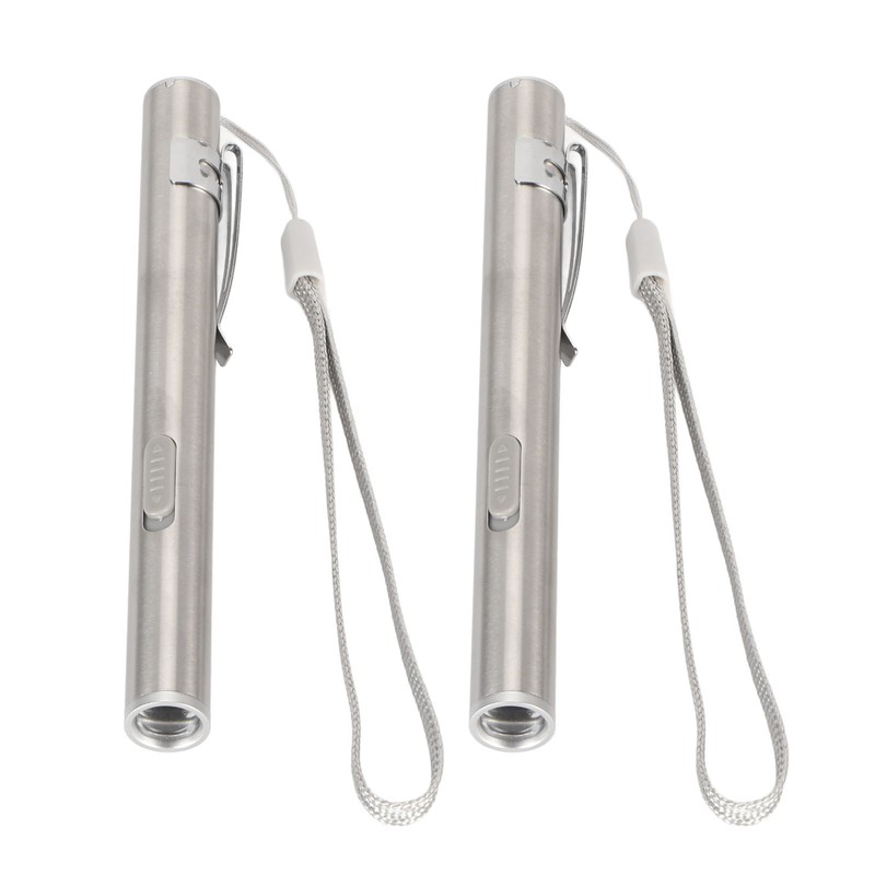 2Pcs Mini Flashlight Pocket Clip Stainless Steel ABS Rechargeable 600mAh