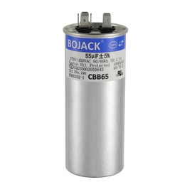BOJACK 55 uF ±5% 55 MFD 370/450 V CBB65 Round Run Start Capacitor for AC Motor Run or Fan Start and Cool or Heat Pump Air Conditione
