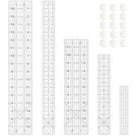Regla de costura, 5 reglas de acolchado, 3 x 17 pulgadas, 1.5 x 17 pulgadas, 3 x 12 pulgadas, 1.5 x 10 pulgadas, 1 x 6 pulgadas, regla de acrílico, re