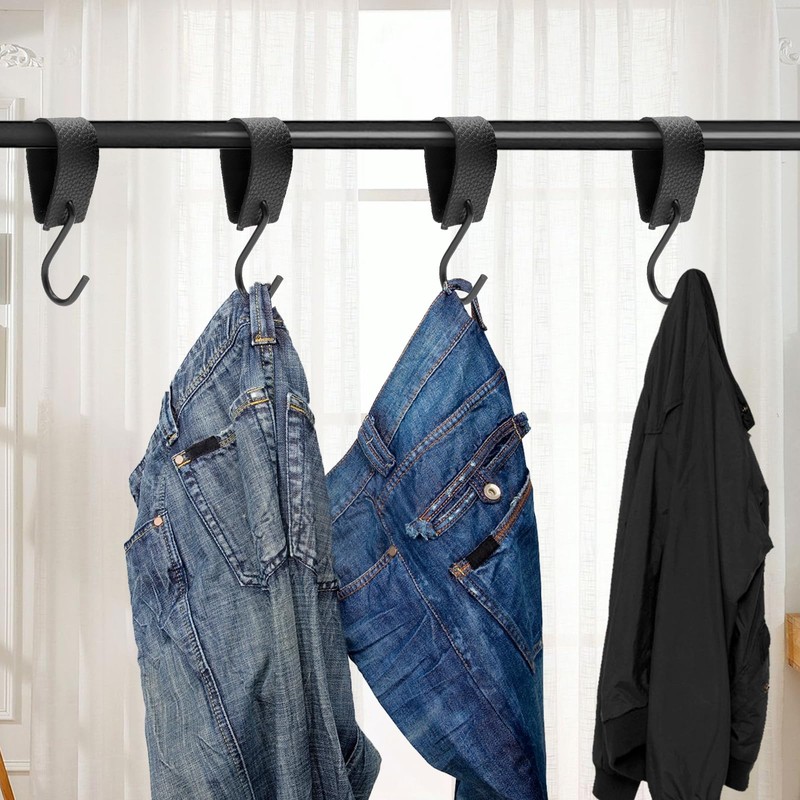 UOCAI Pack of 10 Black S-Hooks Shape, Hooks for Clothes