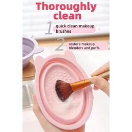 Makeup Brush Cleaning Bowl, Compact Lightweight Accessory for Travel and Daily Use - Buaefxb Silicone Makeup Brush Cleaner
