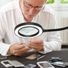 NEWACALOX Magnetic Magnifying Lamp, 3 Color Modes, 10X&5X Magnifying Glass,