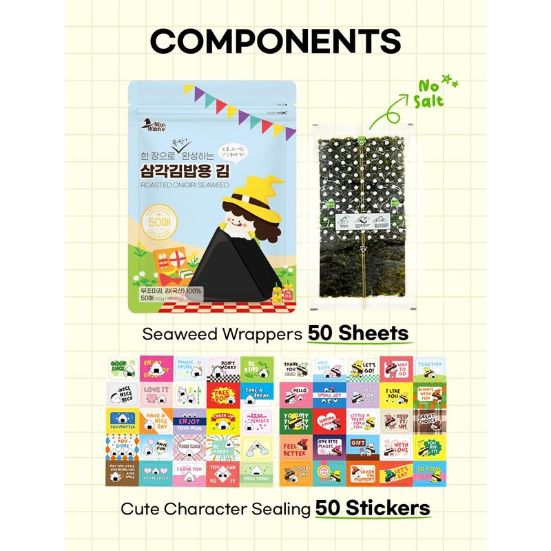[50 sheets] Nice witch's Seaweed Wrappers for Triangle Rice Ball