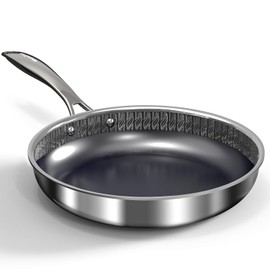 WhatsClad Hybrid Pan 10" Ceramic Coated Frying Pan, 3-Ply Stainless Steel Skillet, 2-Layer Nonstick Coating, PFAS & PTFE Free, 9H Hardness & Corrosion Resistance, Dishwasher Safe, Induction Compatible