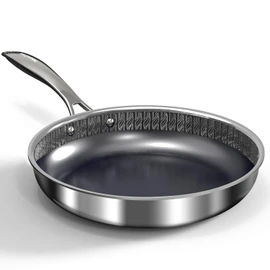 WhatsClad Hybrid Pan 10" Ceramic Coated Frying Pan, 3-Ply Stainless Steel Skillet, 2-Layer Nonstick Coating, PFAS & PTFE Free, 9H Hardness & Corrosion Resistance, Dishwasher Safe, Induction Compatible