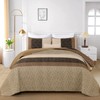 Boho King Size Quilt Set,Striped Plaid Bedspread Coverlet Set,Light Brown