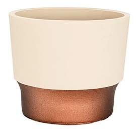 The HC Companies 3 Inch Sprite Mini Succulent Pot 3"x3"x2.50Inch in Vanilla Bisque with Copper Bottom Color