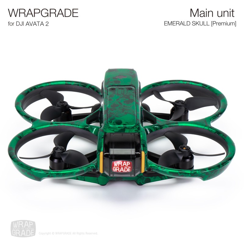 WRAPGRADE Skin Sticker for DJI AVATA 2 (Emerald Skull)