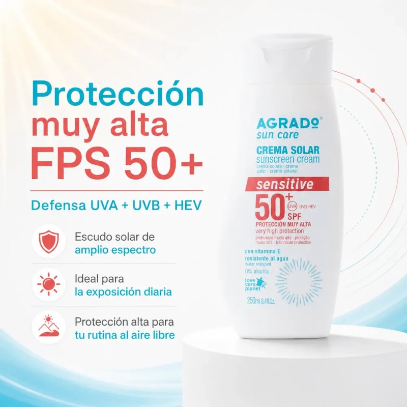 Bloqueador Solar Sensitive Spf50+ Vitamina E Agrado 250 Ml