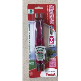 Pentel Hyper G Retractable Gel Roller Pens - 2 Pack Pink Ink