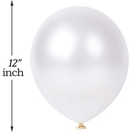 12 inch White Party Balloons 25 Pack Strong Metallic Balloons For Happy Birthday Kids Party Weddings Engagements White Theme Party Decoration Supplies