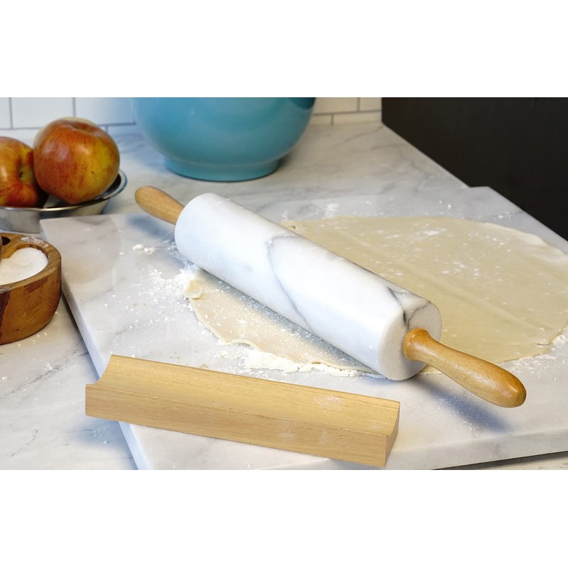 RSVP International RPW-10 White Marble Rolling Pin for Baking &
