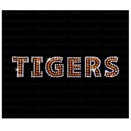 JCS Rhinestones Tigers Orange Iron On Rhinestone Crystal Transfer