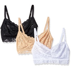 Cosabella Women's Plus Size Say Never Extended Sweetie Bralette 3 Pack, Black/Blush/White, 3X