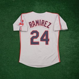 Majestic Manny Ramirez 1993 Cleveland Indians Grey Road Men's Cooperstown Jersey - S