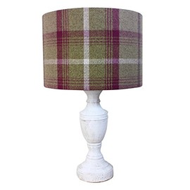 Heather Balmoral Tartan Check Drum Lampshade (20 cm Diameter x 18 cm High Table/Standard Lamp)