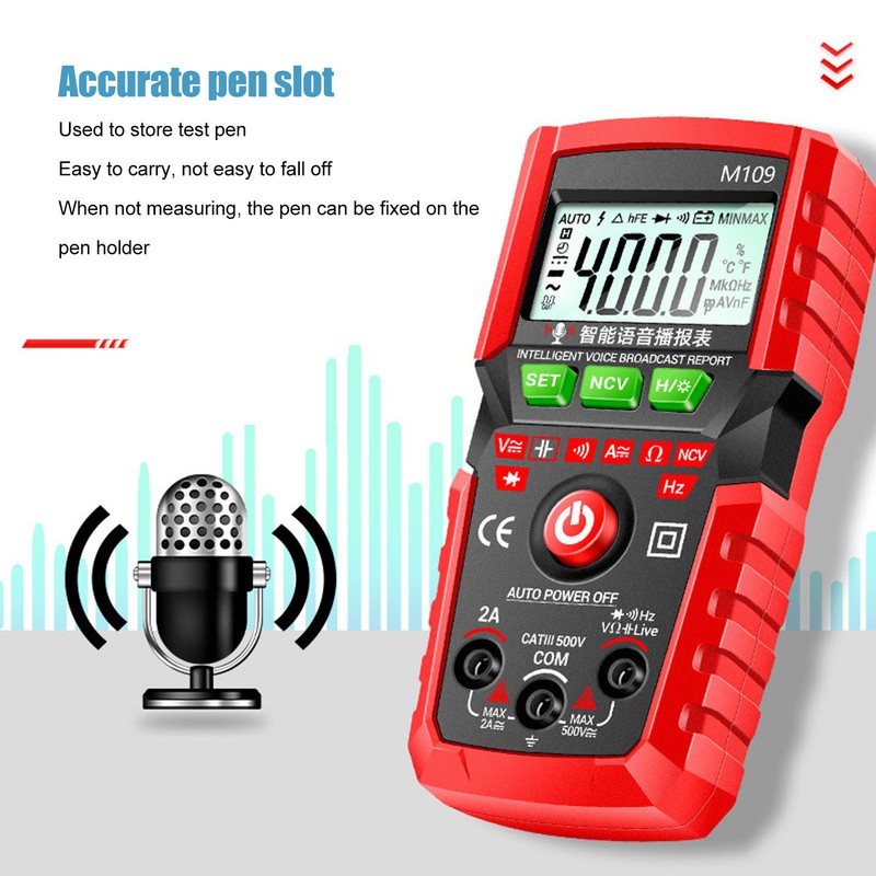 Digital Multimeter English Voice Broadcast Flashlight Backlit Screen Automatic Portable