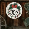 Welcome Sign Christmas Joy Round Aluminum Sign Christmas Mistletoe Wreath