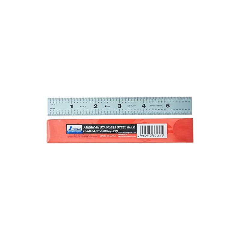 Shinwa H-3412A 6" 150 mm Rigid English Metric Zero Glare