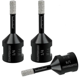 XIANFENGHU 1/4" Diamond Core Drill Bits for Porcelain Tile Ceramic Marble Stone Granite Vacuum Brazed Hole Saw Kit 5/8-11 Thread for Angle Grinders（3PCS）