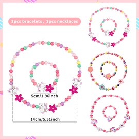 Pack of 6 Unicorn Bracelets Girls, Wooden Children's Jewellery Set, Unicorn Friendship Bracelet Girls Necklace, Children's Necklace, Unicorn Bracelets, Children's Jewellery, Necklace Bracelets