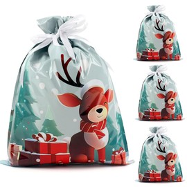 4 Pack Extra Large Christmas Gifts Bags,43 * 58cm DXTXTJ Christmas Wrapping Bags,Red White Christmas Drawstring Gift Bags Multipack, Reusable Gift Bags for Presents Xmas Party