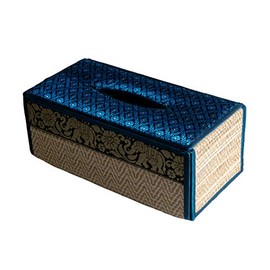 CCcollections Handmade Reed Tissue Box Cover - Rectangular Tissue Box Adds A Refined Accent to Your Home Decor - Ideal for Living Room or Offices (D Blue)