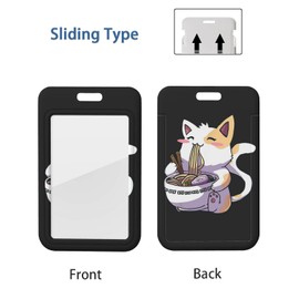 ID Badge Holder with Retractable Badge Reel Clip, Detachable Lanyards for ID Badges, Vertical ID Card Holder for Women, Men, Nurses, Doctors, Teachers, Office Gifts - Anime Kawaii Cat