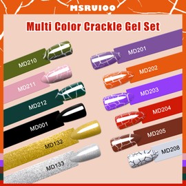 MSRUIOO 12 Pcs Crackle Gel Crackle Polish, Crackle Effect Patterned Nail Polish, Quick Drying Crackle Gel Polish Women Present for Home Daily Use