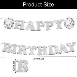 Happy Birthday Banner Disco Party Decorations Supplies for Kids and Adults Hippie Decor