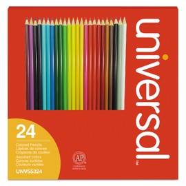 Universal UNV55324 Woodcase 3 mm Colored Pencils - Assorted Colors (24/Pack)