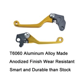 KZLM Motorcycle CNC Billet Foldable Brake Clutch Lever Pivot Handle for RM125 RM250 RM 125 RM 250 1996-2003 Pit Dirt Bike (Gold)