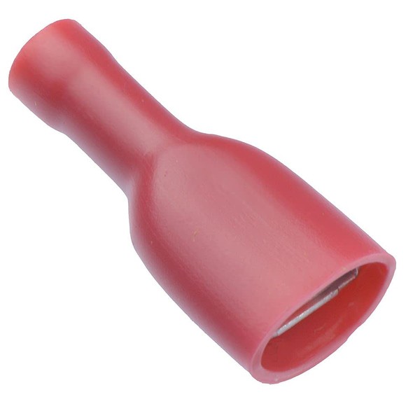 100 x Red 6.3mm Female Fully Insulated Crimp Spade Connector