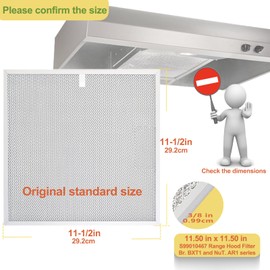 S99010467 Range hood filter 11-1/2 x 11-1/2 in kitchen exhaust fan filters Compatible with Broan Range Hood Filter BXT1 &Nutone AR1 series 99010467 Range Hood Aluminum Mesh Grease Filters 2 Pack