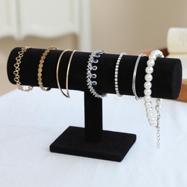 Jewelry Bracelet Storage Display Chain Watch T-Bar Rack Organizer Hard Stand Holder Jewelry Display Bracelet Display Velvet Black