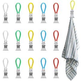 TEOZBLU Pack of 15 Towel Clips, Multifunctional Towel Clips, Tea Towels, Towel Holder Clips for Bathroom, Kitchen, Clips without Sewing, for Hanging