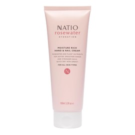 Natio Rosewater Hydration Moisture Rich Hand and Nail Cream, 100 ml - Soothing, Softening Hand Cream - Hand Cream for Dry Cracked Hands - Hand Lotion