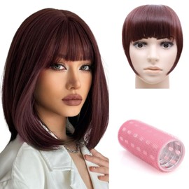 Clip in Bangs Synthetic French Bangs Hair Clip in Hair Extensions for Women Air Bangs Fringe with Temples Hairpieces for Daily Wear (33#)