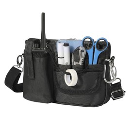 CARRY ALL BEFORE ONE Multifunctional 2-Way Waist Pouch, Nurse Pouch, Waist Bag, Tablet Bag, Double Zipper, Multiple Pockets, Shoulder Belt Included, For Business, Work, Nursing, Hospitality, Water