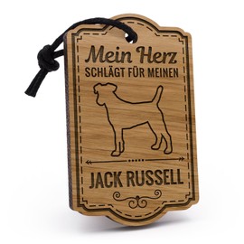 Fashionalarm Wooden Keyring with Engraving My Heart Beats for My Jack Russell Birthday Gift Idea for Breed Dogs Owner