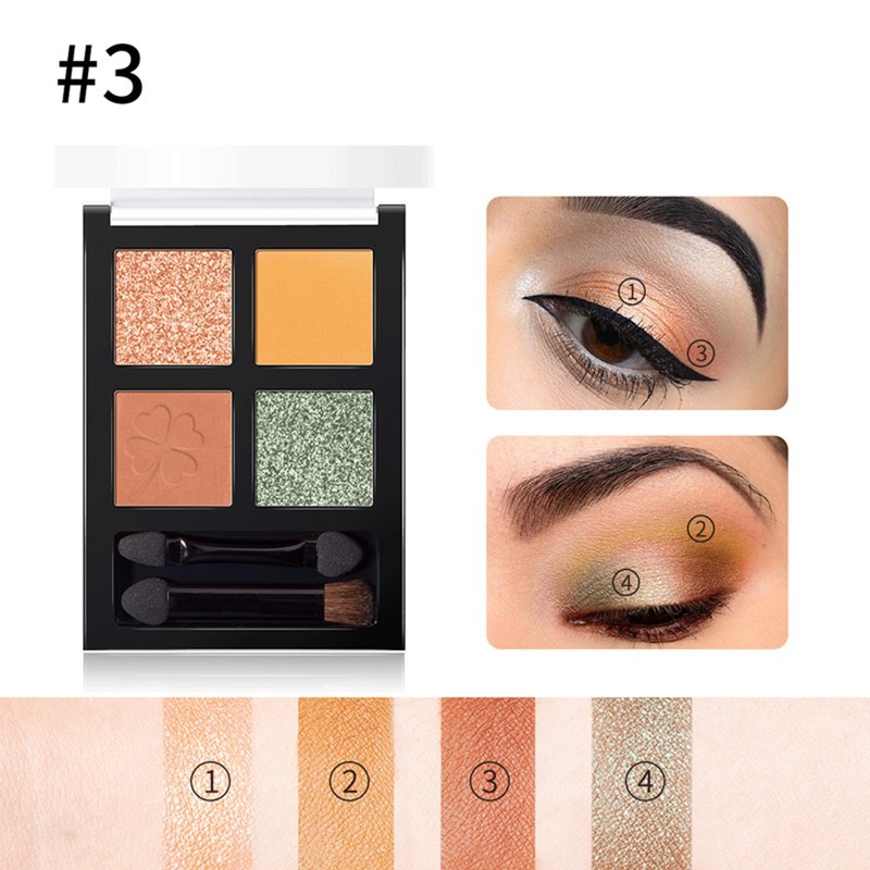 4 Colors Glitter Shining Long Lasting Eye Shadow Powder Makeup
