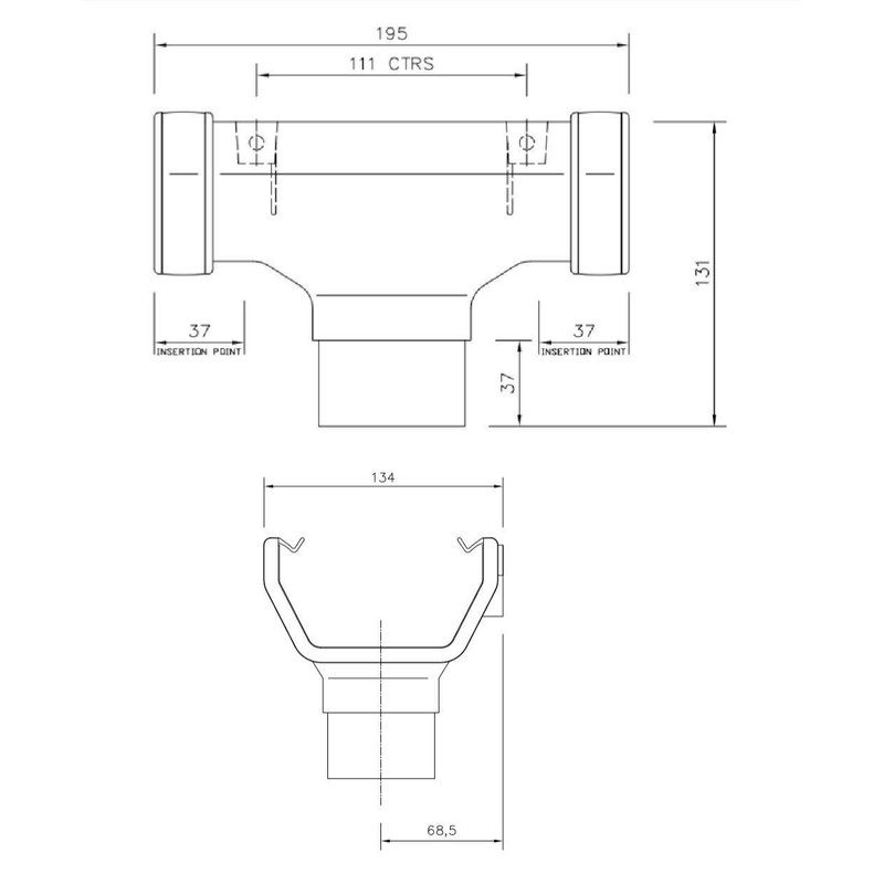 FLOPLAST 114mm Square Gutter Running Outlet - White