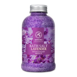 Aromatika Bath Salt Lavender 600 g - Sea Salt with 100% Natural Essential Lavender Oil - Best for Good Sleep - Stress Relief - Bathing - Body Care - Wellness - Beauty - Relaxation - Spa