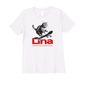 LINA - Adorable girl name with cute Cat Premium T-Shirt